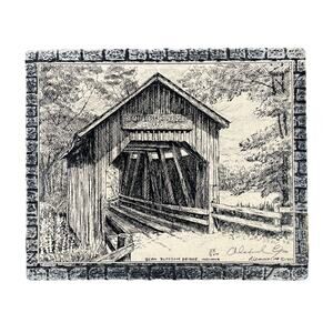 VTG Alexander Cipa Stone Plaque of Bean Blossom Bridge, Indiana 7.75" x 6.5"